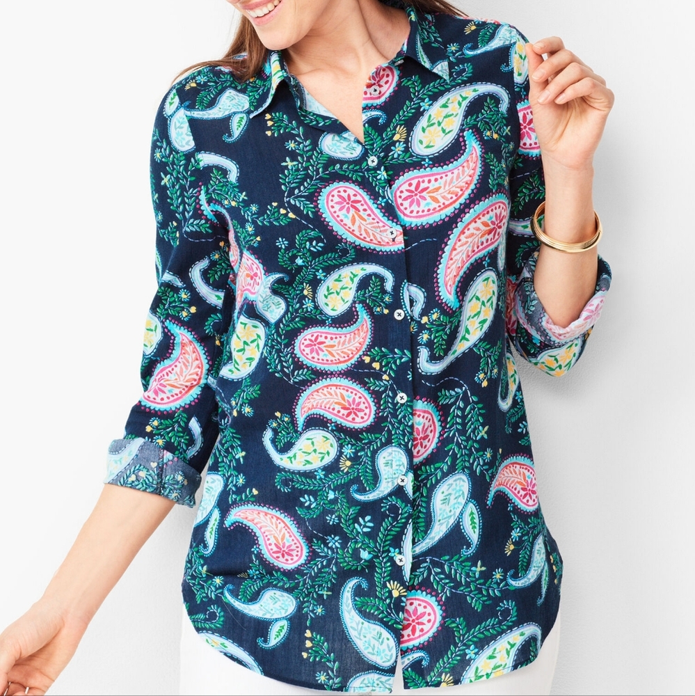 Talbots Garden Paisley‎ Classic Cotton Shirt